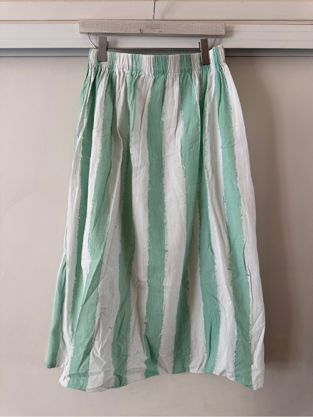 State the Label Striped Mint and White Elastic Waist Skirt
